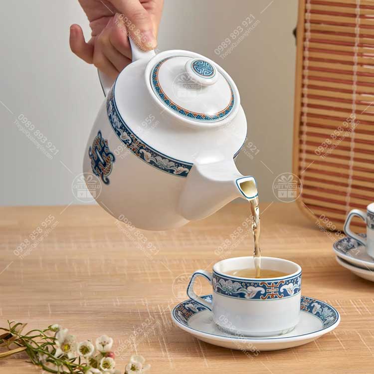 Bộ Trà Jasmine Phúc Lộc Thọ Minh Long In Logo 0.7L, 1.1L - ảnh 2