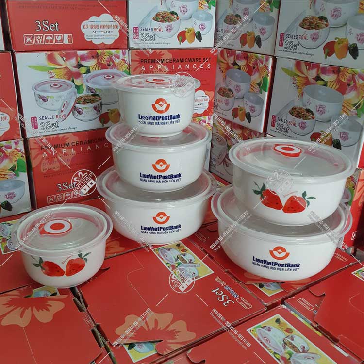 Bộ 3 thố sứ có nắp - in logo LienVietPostBank - ảnh 4