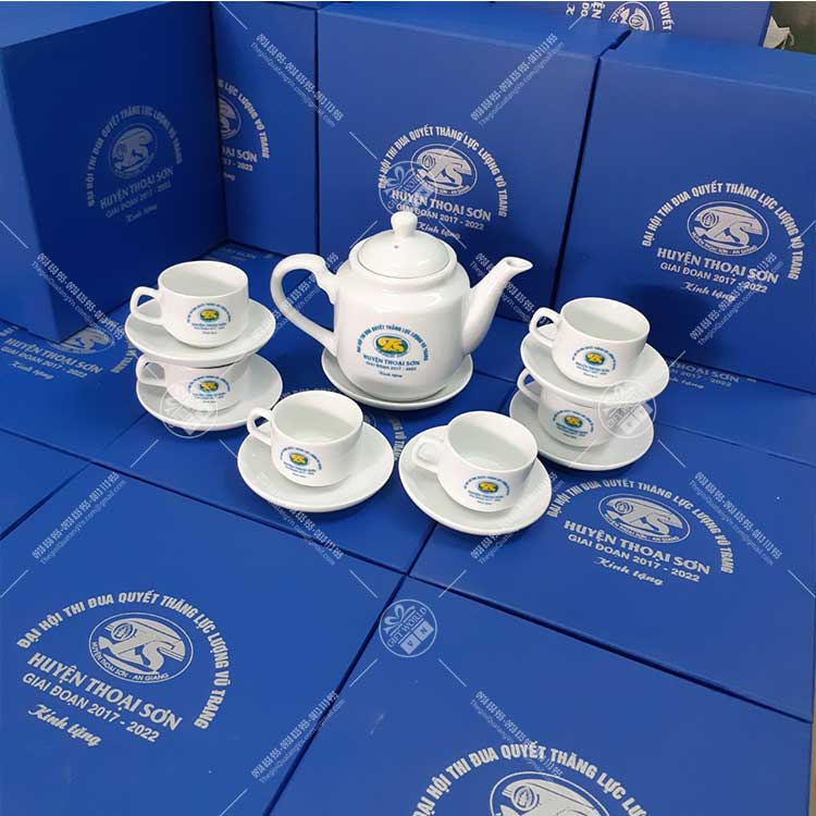 Bộ ấm trà trắng vuông eo - 500 ml - ảnh 5