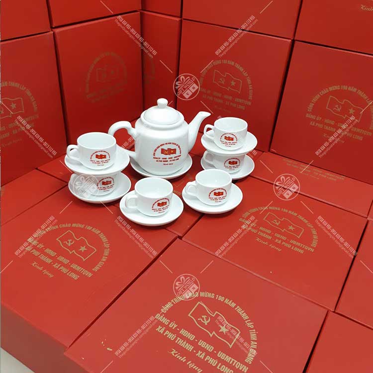 Bộ ấm trà trắng vuông eo - 500 ml - ảnh 2