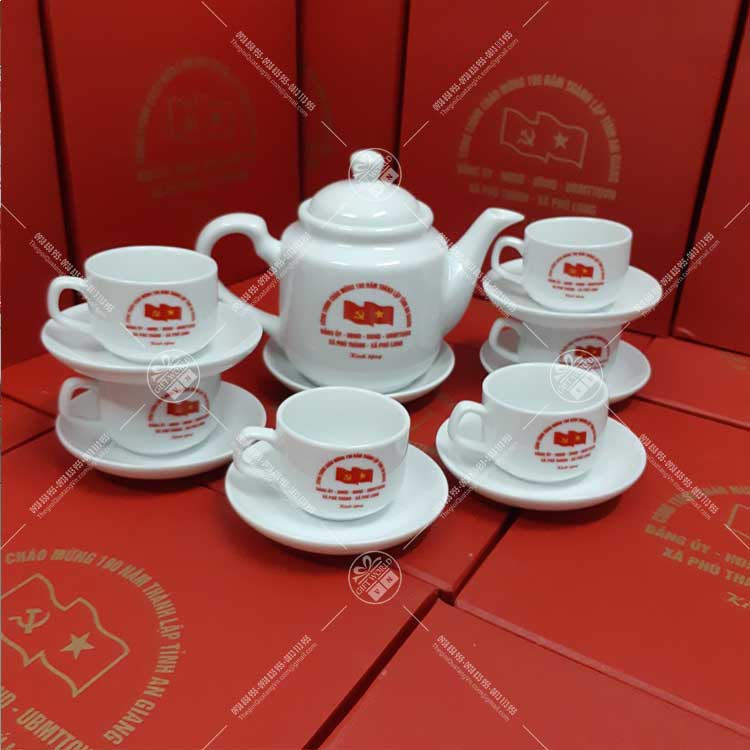 Bộ ấm trà trắng vuông eo - 500 ml - ảnh 3