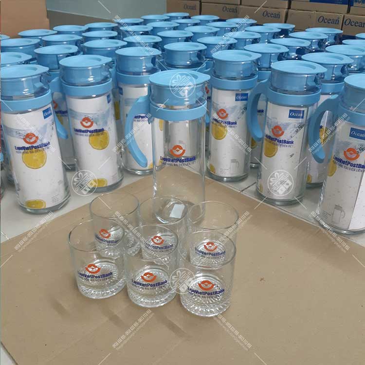 Bộ Bình Thủy Tinh Ocean & 6 Ly UG 350 In Logo - ảnh 3