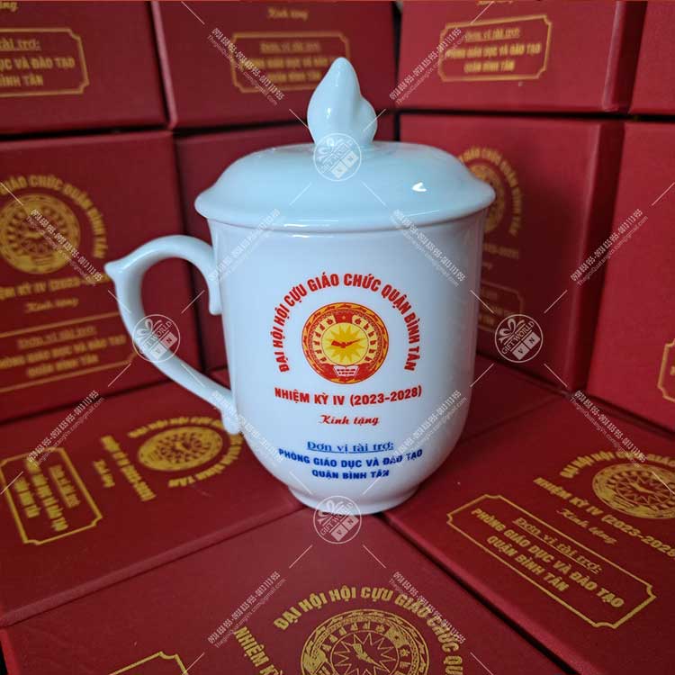 Ca Sứ Mẫu Đơn Trắng In Logo Theo Yêu Cầu - ảnh 5