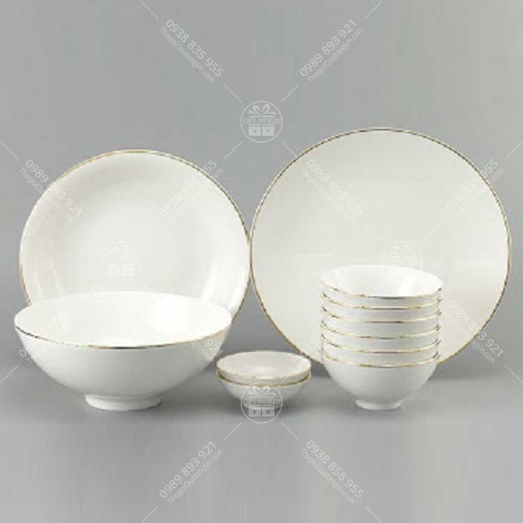 Bộ Đồ Ăn Minh Long Jasmine Chỉ Vàng In Logo - ảnh 2