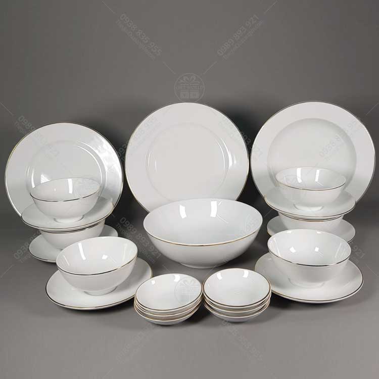 Bộ Đồ Ăn Minh Long Jasmine Chỉ Vàng In Logo - ảnh 3