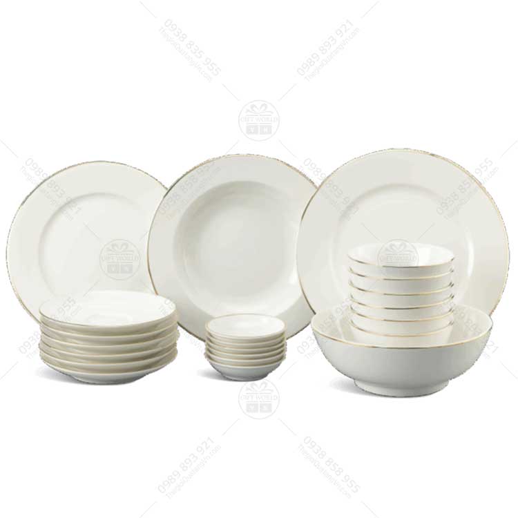 Bộ Đồ Ăn Minh Long Jasmine Chỉ Vàng In Logo - ảnh 4