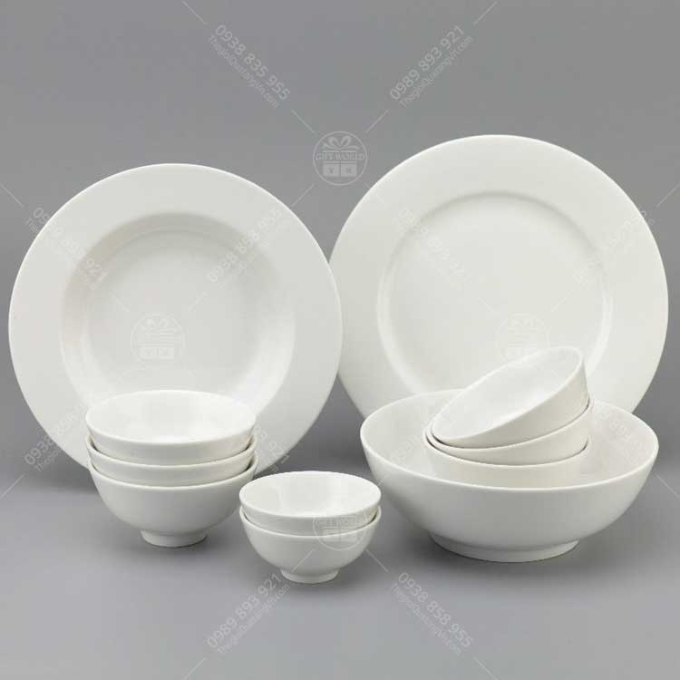 Bộ Đồ Ăn Minh Long Jasmine Trắng In Logo - ảnh 2