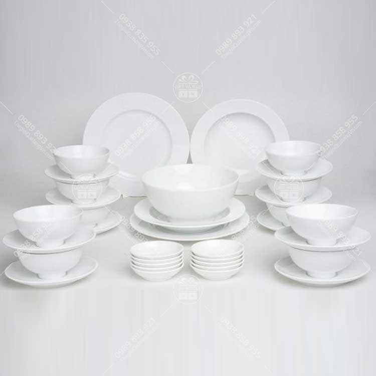 Bộ Đồ Ăn Minh Long Jasmine Trắng In Logo - ảnh 4