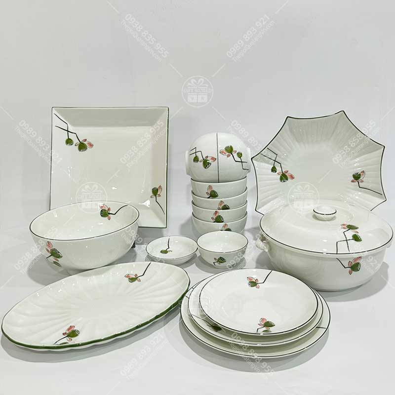 Bộ Đồ Ăn Sen Nụ Bát Tràng Set 10 Món - ảnh 3