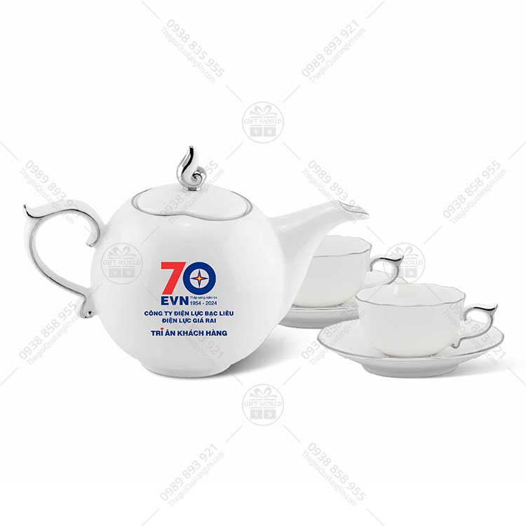 Bộ Trà Mẫu Đơn Viền Bạch Kim 0.7L Minh Long - ảnh 2