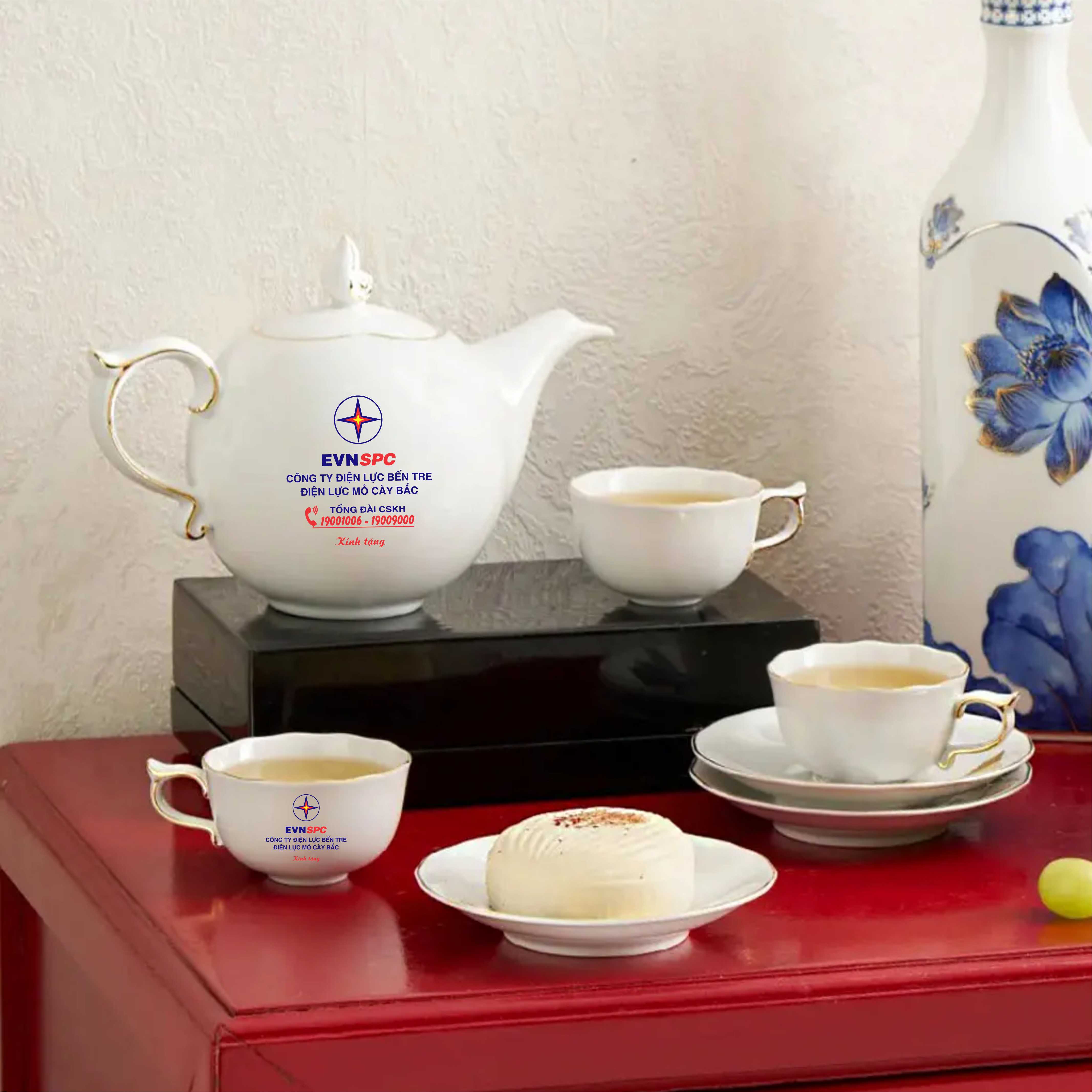 Bộ Trà Mẫu Đơn Viền Chỉ Vàng 0.7 Lít Minh Long - ảnh 2