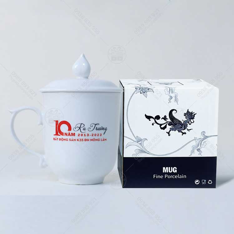 Ca Sứ Minh Long Mẫu Đơn Trắng In Logo Theo Yêu Cầu - ảnh 2