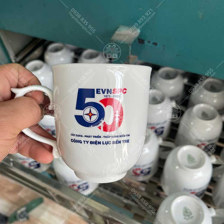 Ca Sứ Minh Long Mẫu Đơn Trắng In Logo Theo Yêu Cầu - ảnh 6
