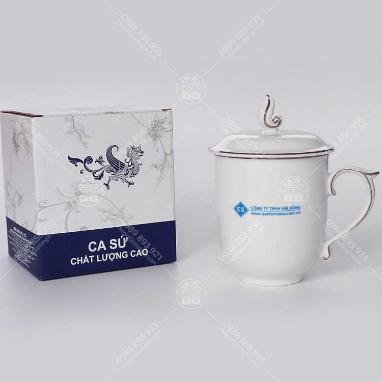 Ca Sứ Minh Long Mẫu Đơn Viền Chỉ Vàng In Logo - ảnh 4